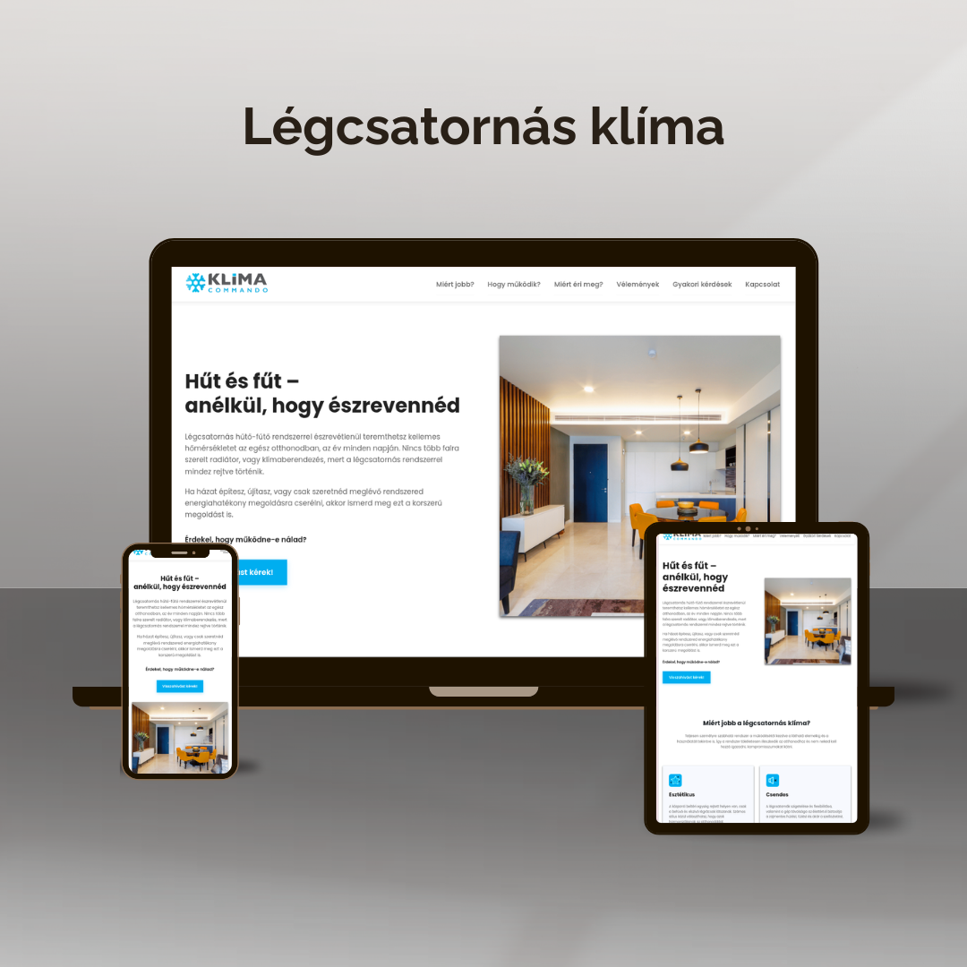 Légcsatornás klíma landing page