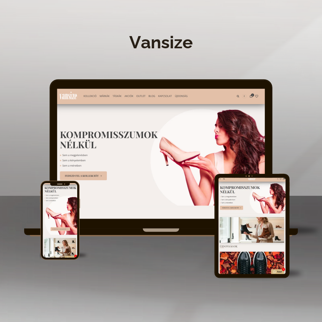 Vansize Shopify webshop mockup